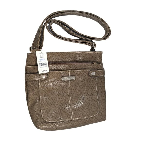NWT Rosetti Adjustable Crossbody Shoulder Taupe Brown Snakeskin Textured Bag - Picture 1 of 11